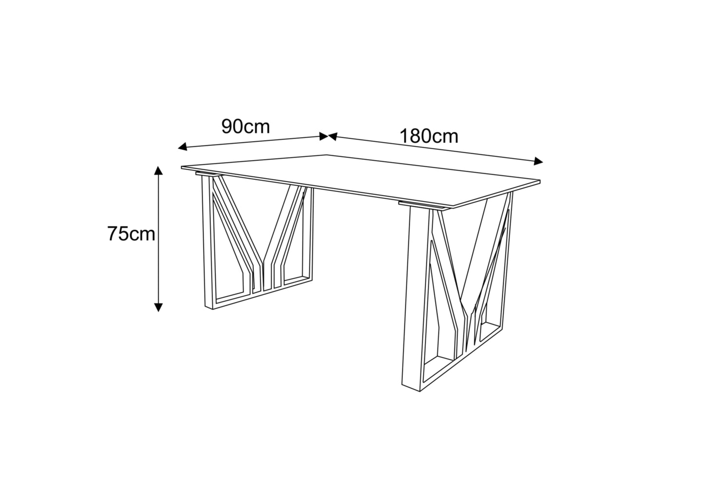 Table repas Igrec – Pieds chrome et plateau transparent 180x90x75 cm