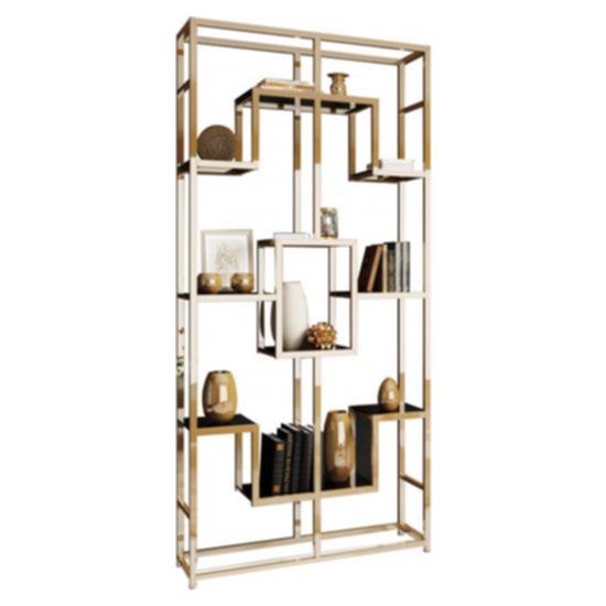 Étagère Richmont – Pieds Gold & Plateaux Transparants 100x30x180 cm