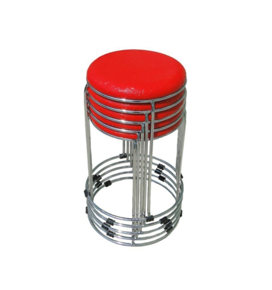 Tabouret Empilable en Similicuir Croco Rouge – Style et Praticité