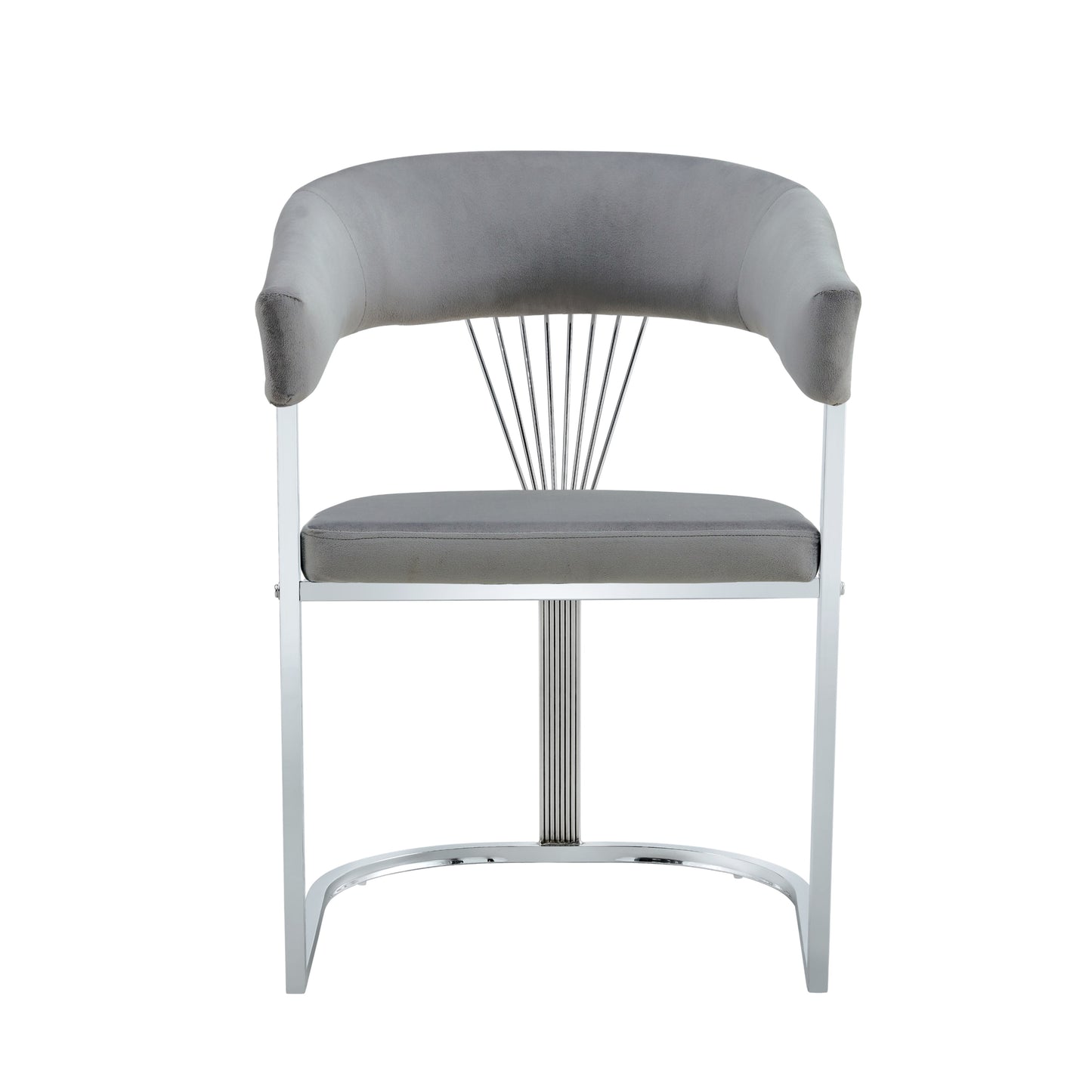 Chaise avec Accoudoirs Brittany en Velours Gris Silver et Pieds Chromés – Confort et Modernité
