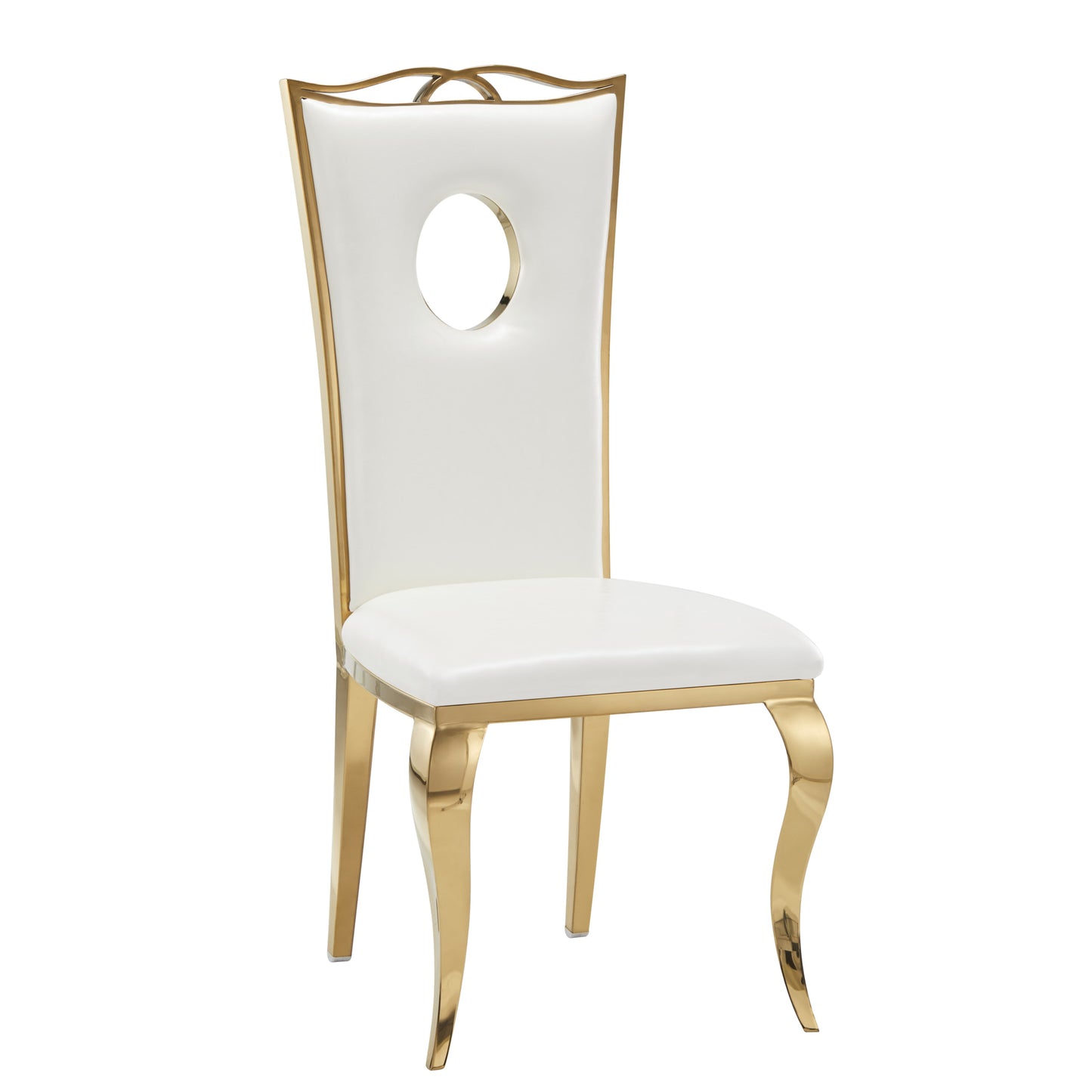 Chaise Royal en Similicuir Blanc avec Pieds Dorés – Élégance et Confort