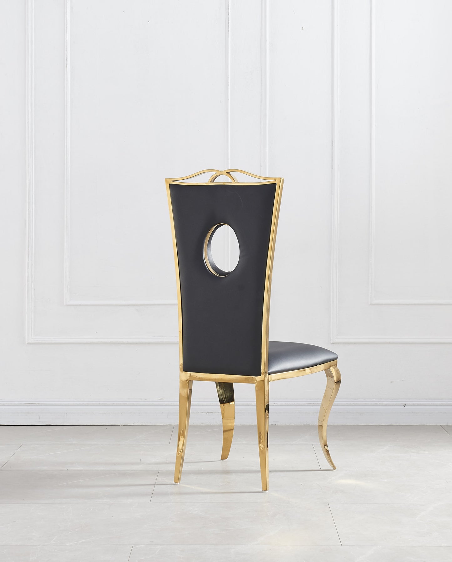 Chaise Royal Gold en Similicuir Noir