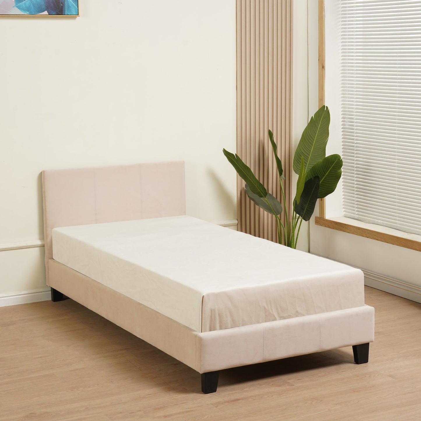 Lit simple Melbourne en velours 90x190 cm – Confort et élégance