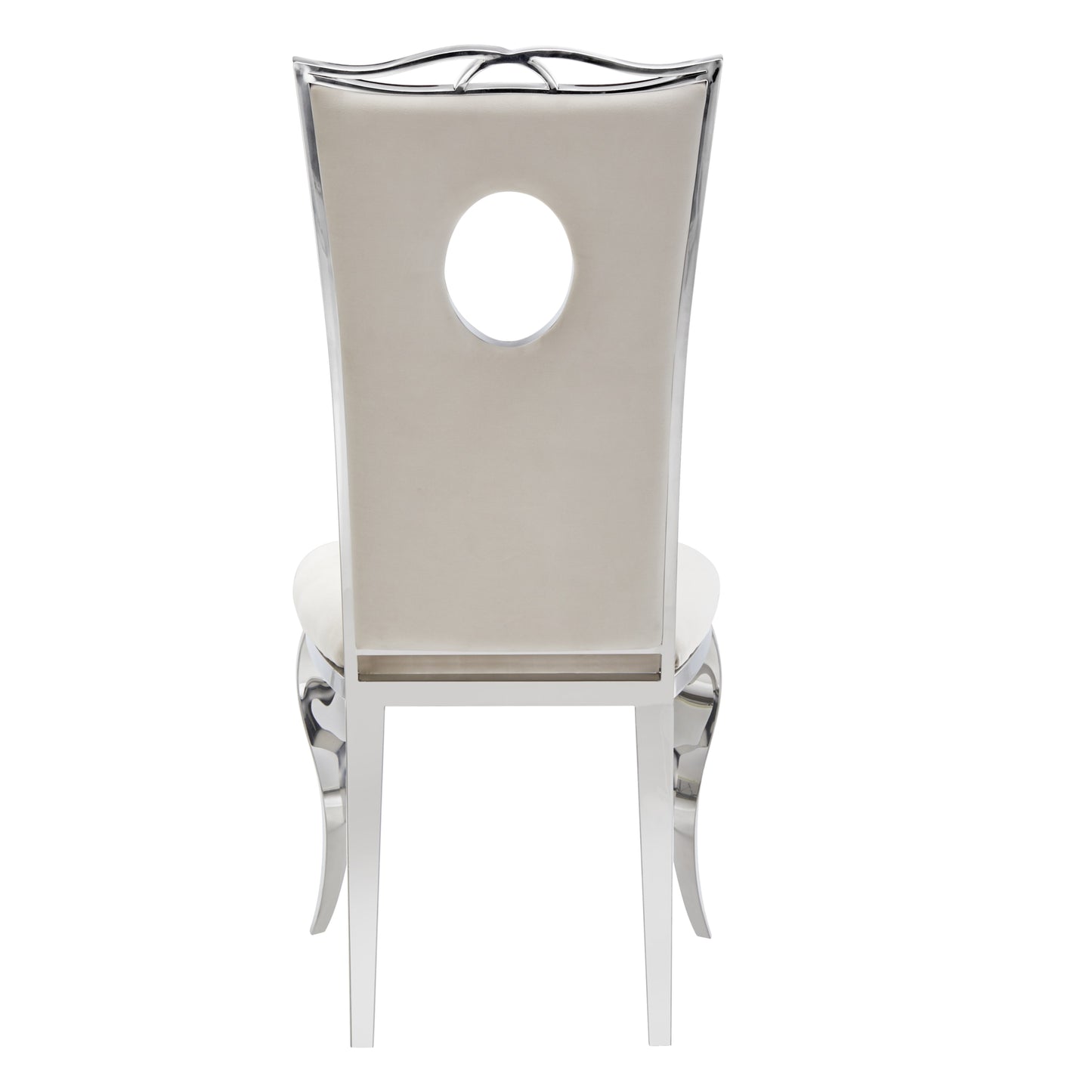 Chaise Royal en Velours Beige avec Pieds Chrome