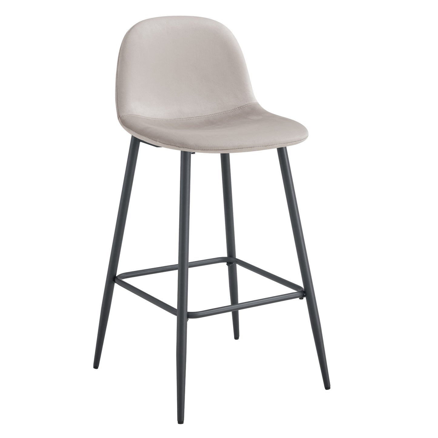 Tabouret de Bar Scandinave en Velours avec Pieds en Métal Noir – Élégance Moderne