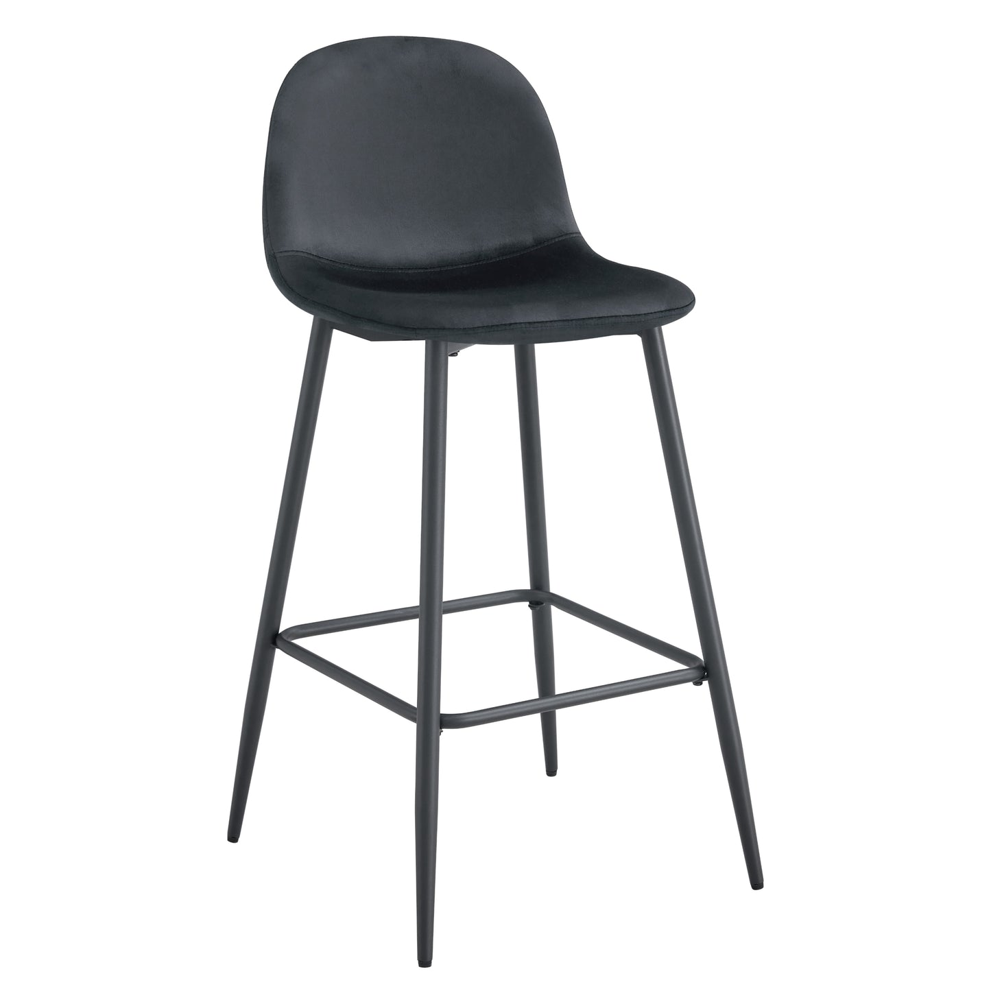 Tabouret de Bar Scandinave en Velours avec Pieds en Métal Noir – Élégance Moderne