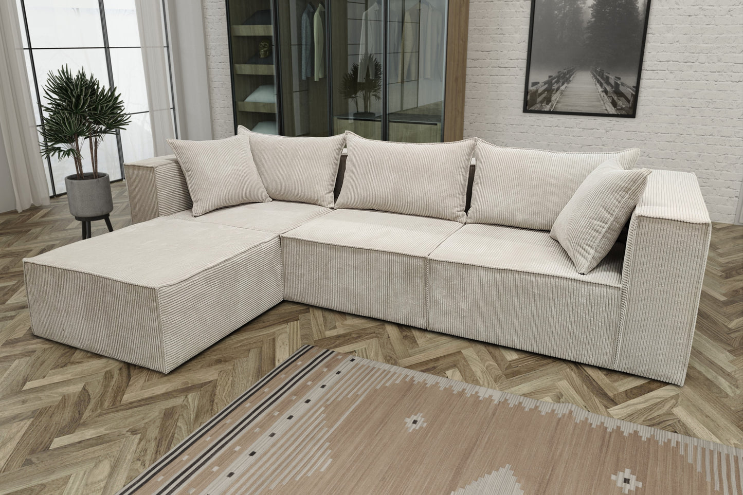 Canapé Modulo 3+1 – Angle universel modulable 305 x 192 cm