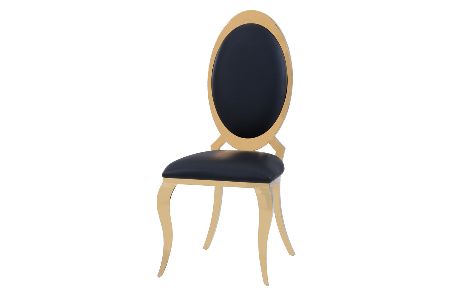 Chaise Angel en Similicuir Noir avec Pieds Dorés – Élégance et Confort