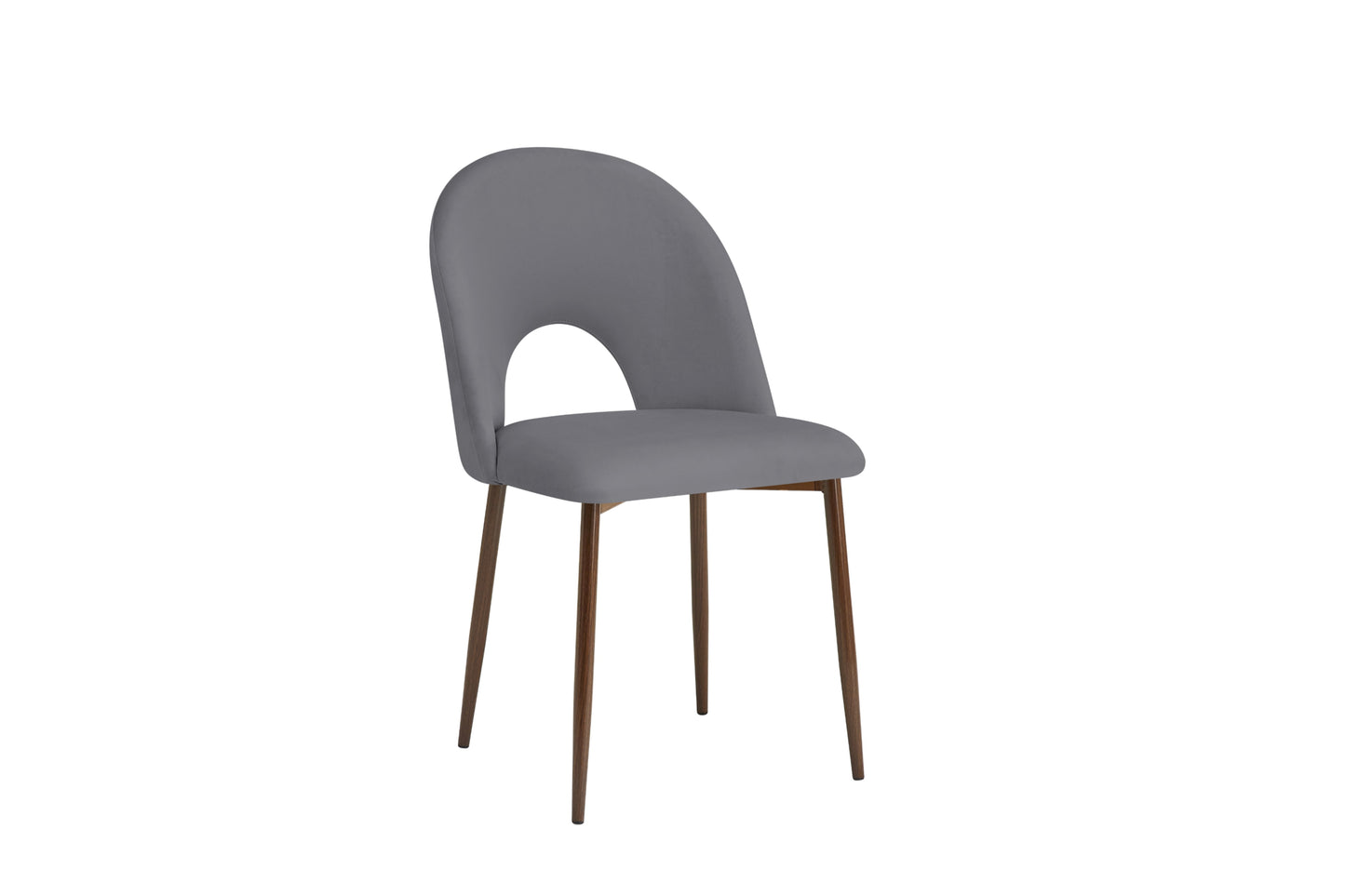 Chaise Teddy en Velours avec Pieds Métal Effet Noyer – Confort et Élégance
