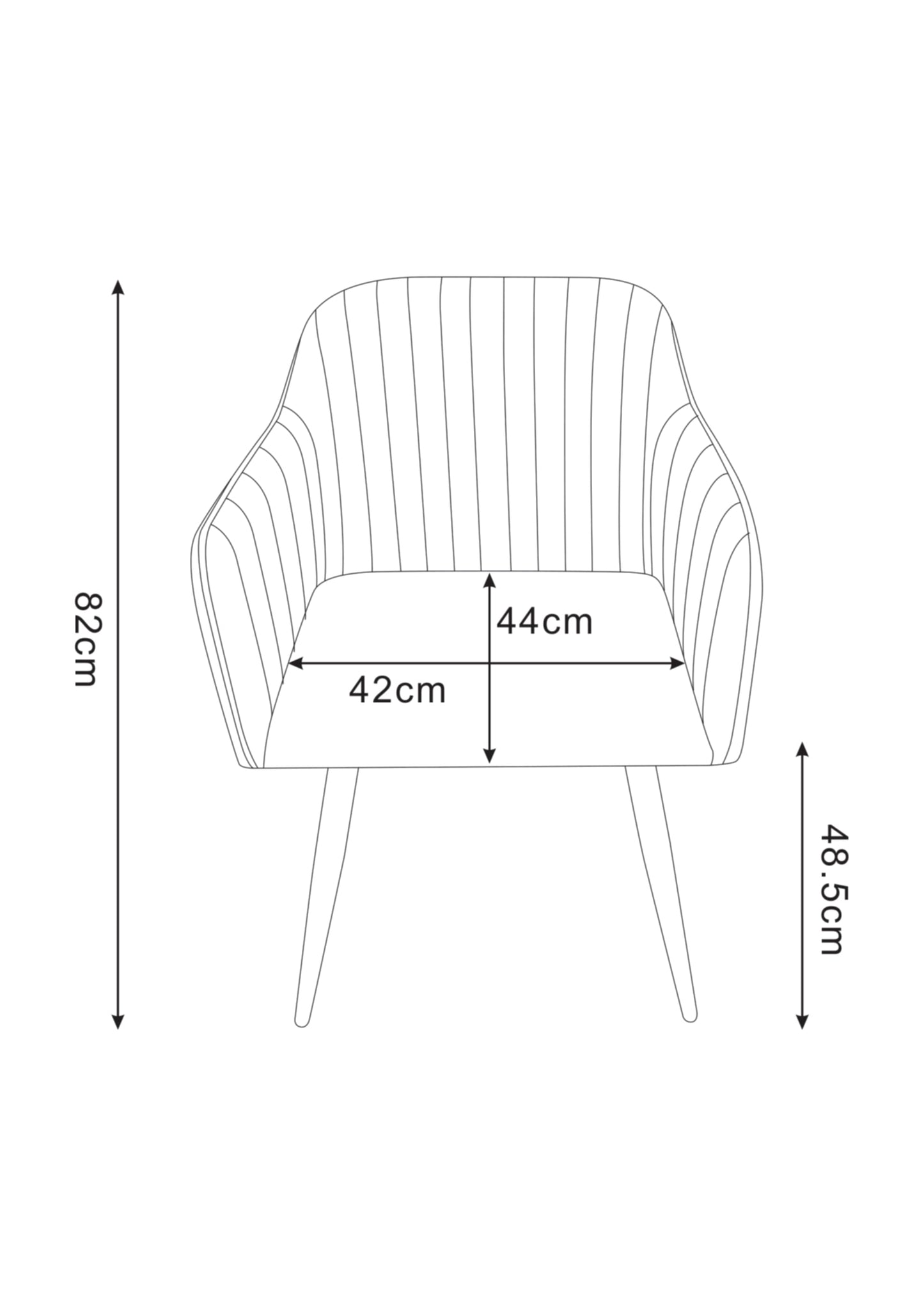 Chaise avec Accoudoirs Kanvas en Tissu Doudou avec Pieds Métal