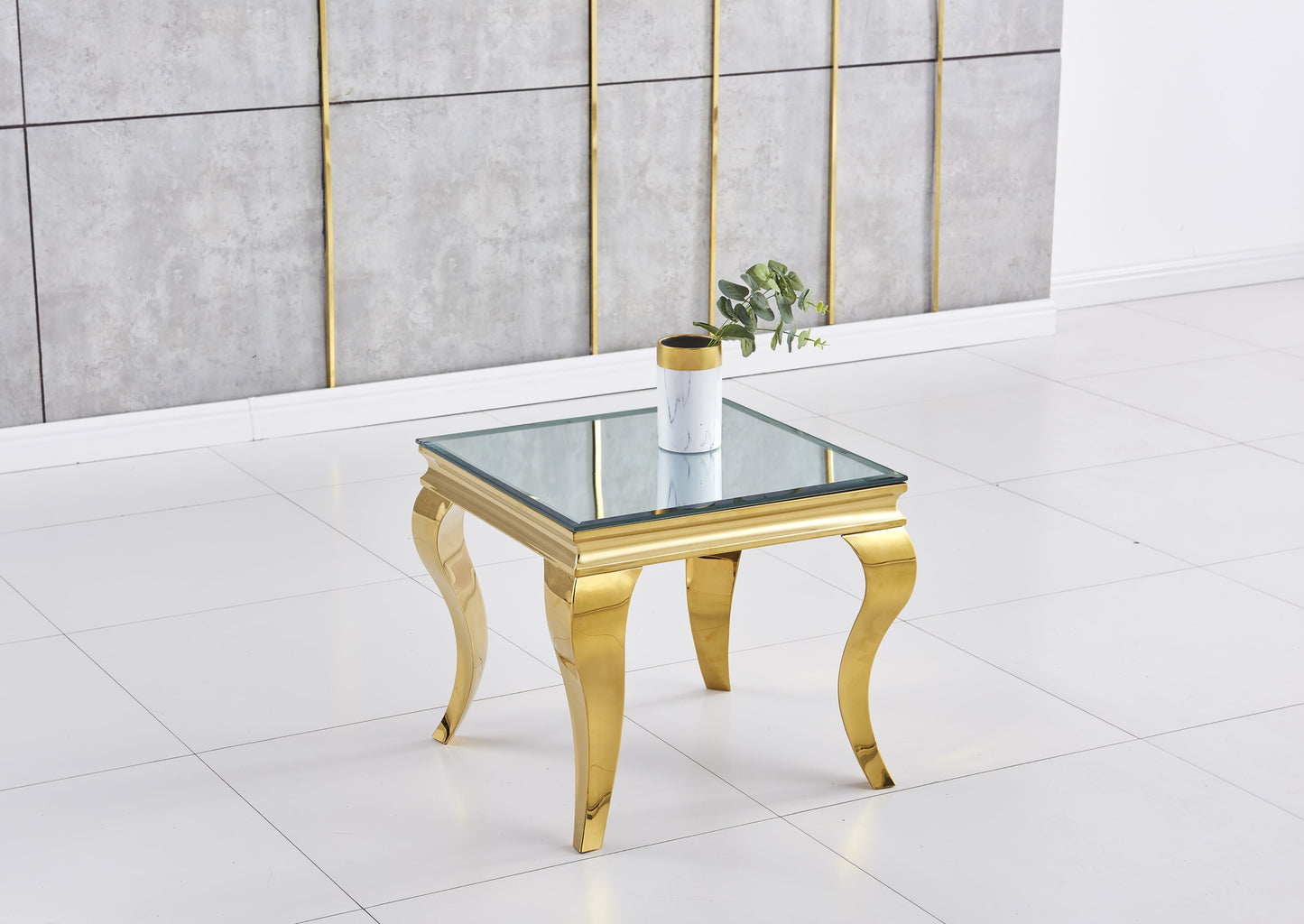 Guéridon Baroque Gold – Plateau Miroir 50x50 cm