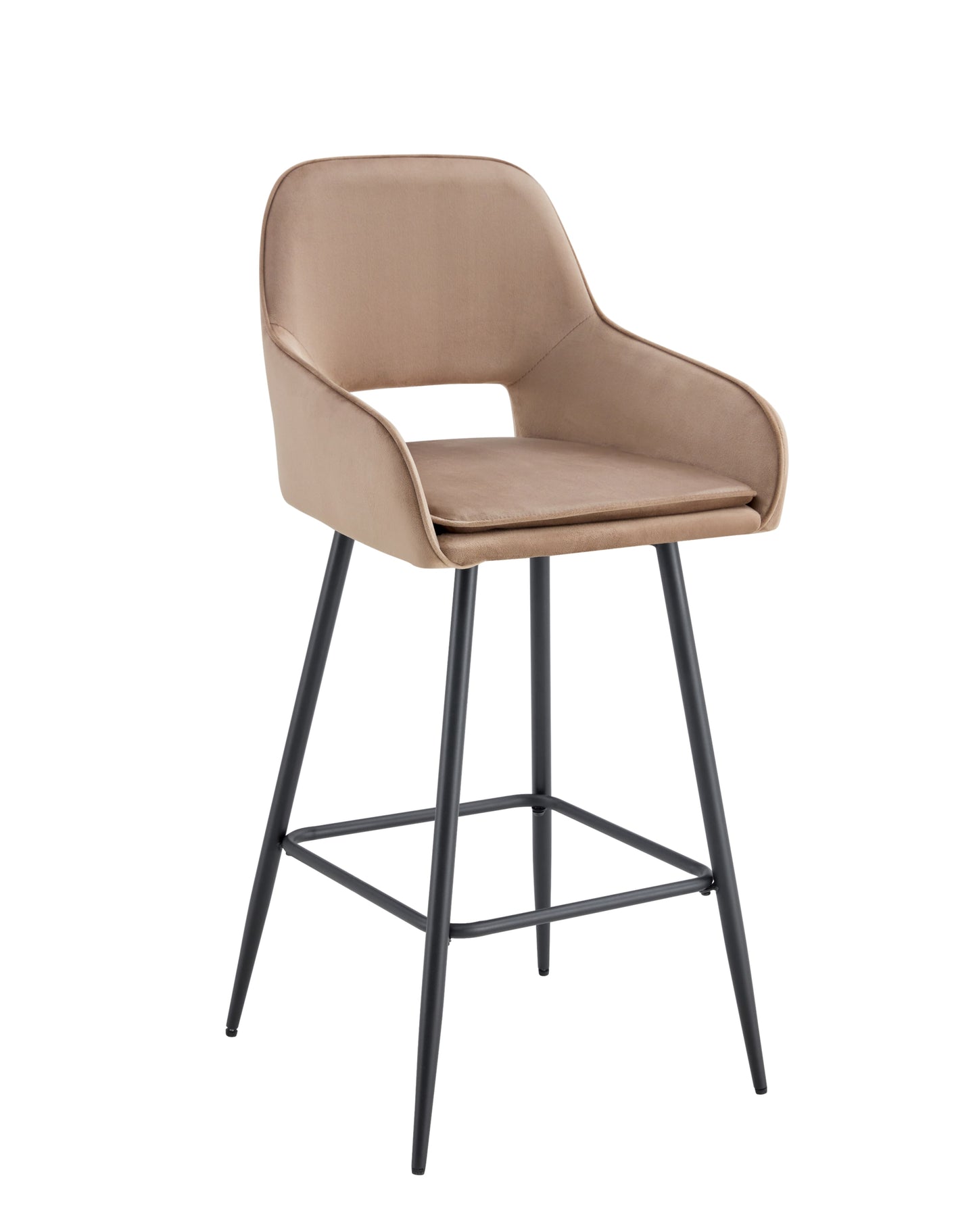 Tabouret de Bar Athena en Velours avec Pieds en Métal Noir – Style et Confort