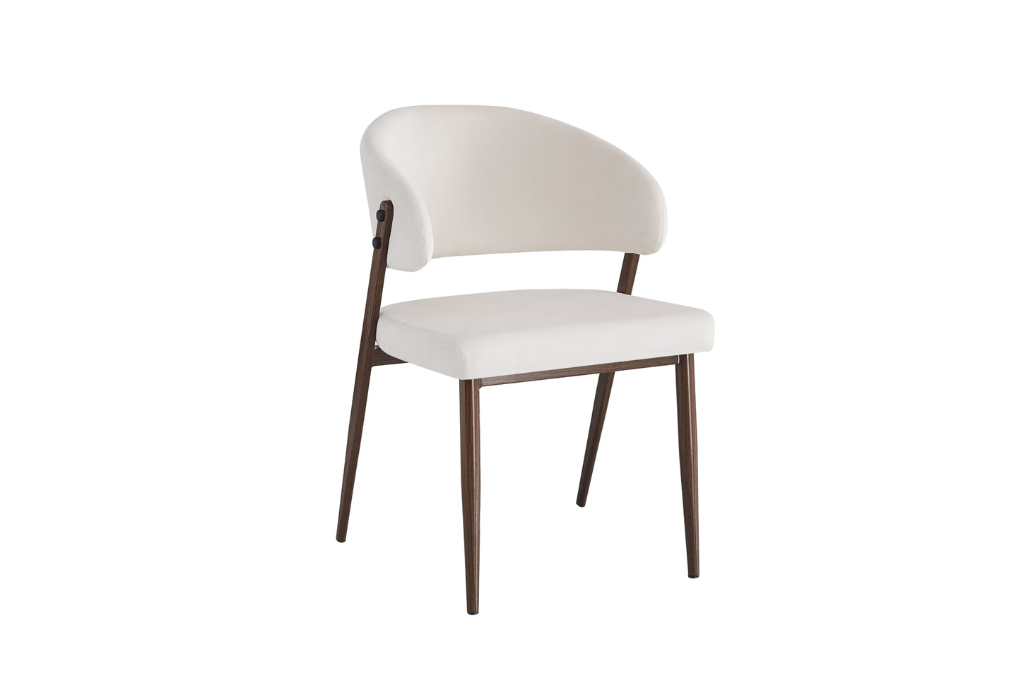 Chaise Lamia en Velours Beige avec Pieds Finition Noyer – Élégance et Confort