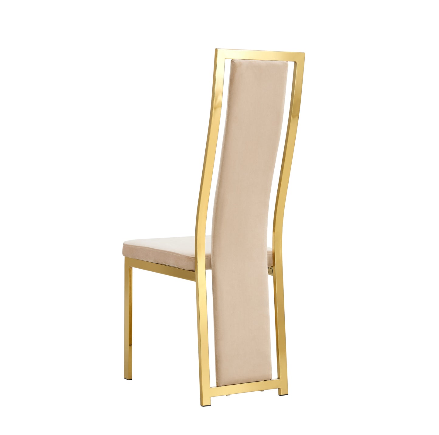 Chaise Dana en Velours Beige avec Pieds Dorés – Élégance et Confort
