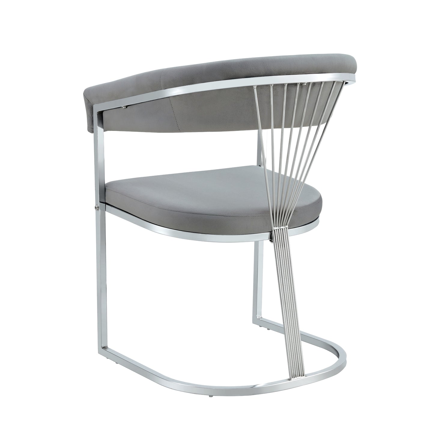 Chaise avec Accoudoirs Brittany en Velours Gris Silver et Pieds Chromés – Confort et Modernité
