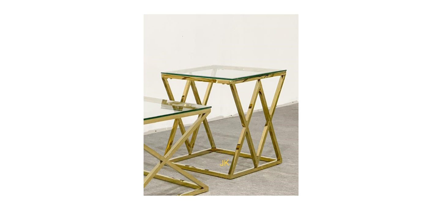 Guéridon Triangle Gold – Plateau 50x50 cm