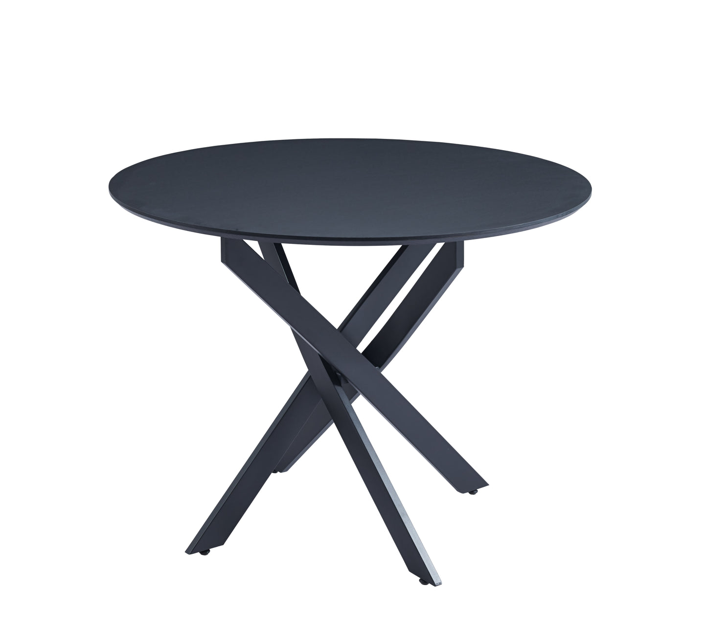 Table repas Jessica – Pieds métal noir et plateau bois noir 100 cm