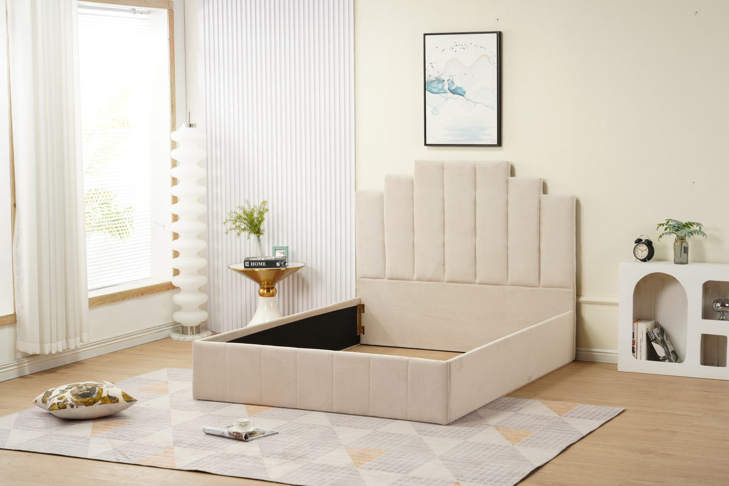 Cadre de lit Piano 160x200 cm en velours – design élégant, vendu sans sommier