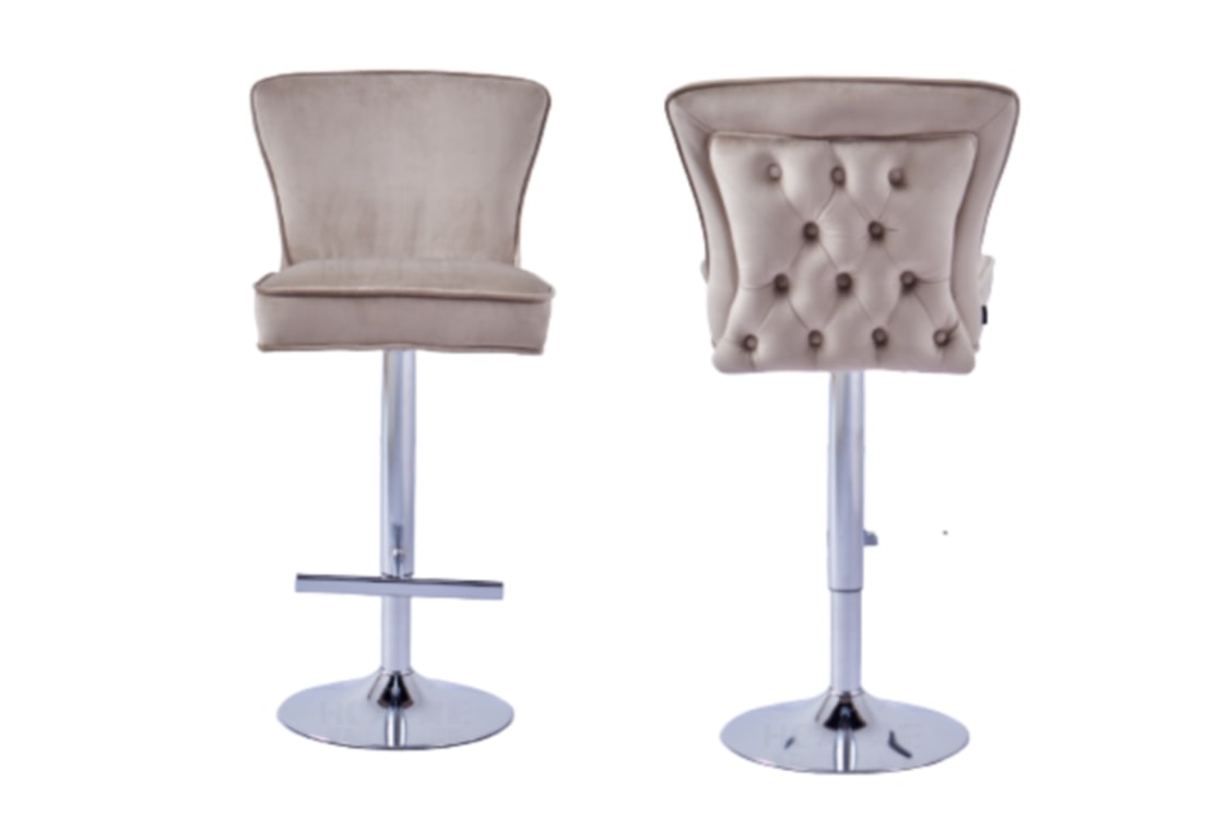 Tabouret de Bar Gabrielle en Similicuir Anthracite avec Pieds Chromés – Élégance et Confort