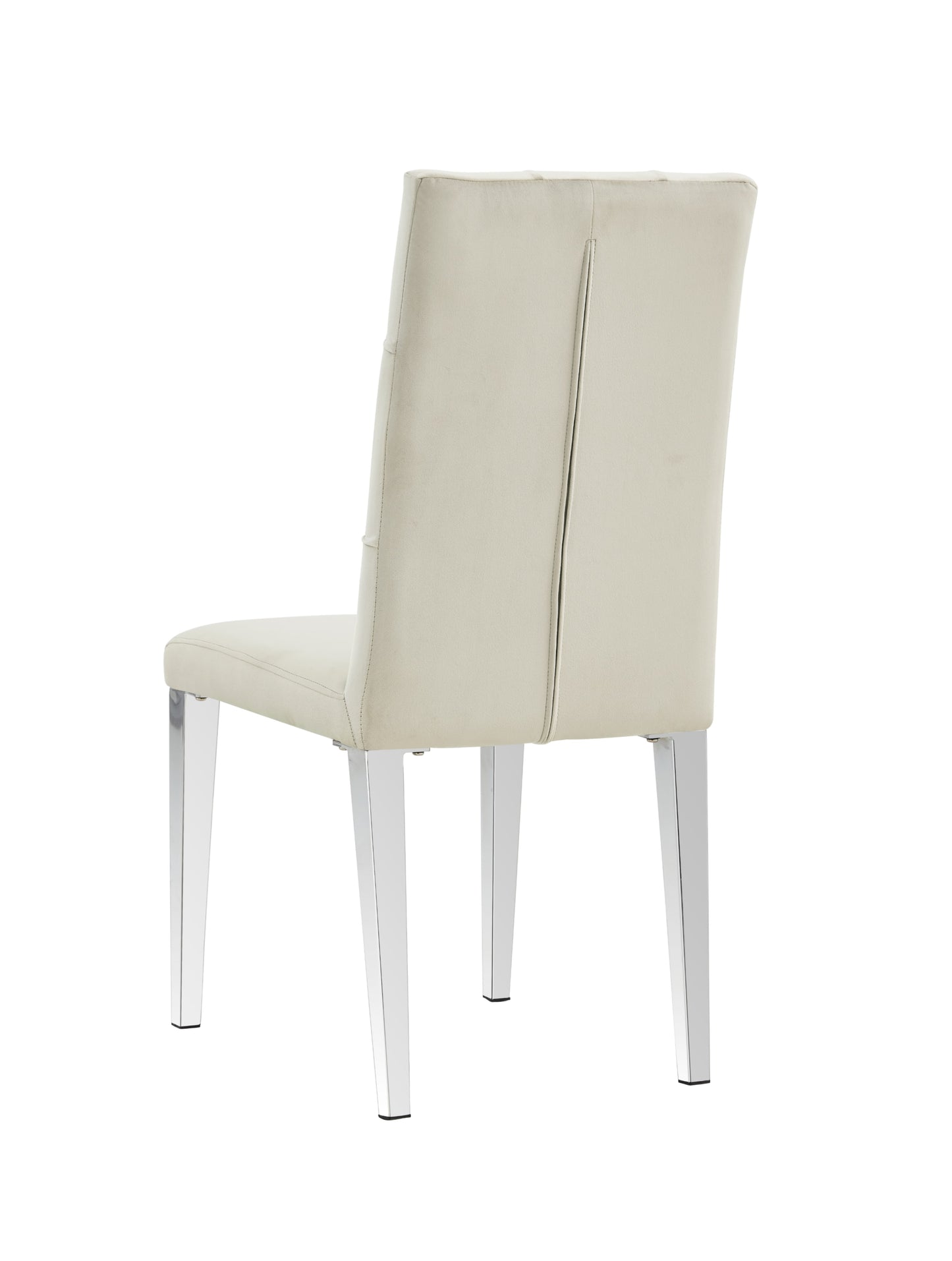 Chaise New Nevada Capitonnée en Velours Beige avec Pieds Chromés – Élégance et Confort
