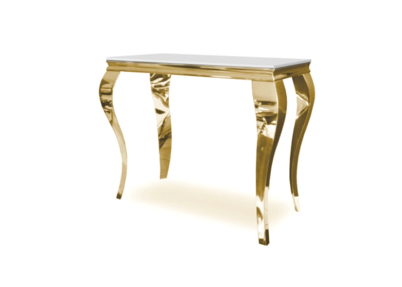 Console Baroque en Doré avec Résine Blanche – 110x50x85 cm