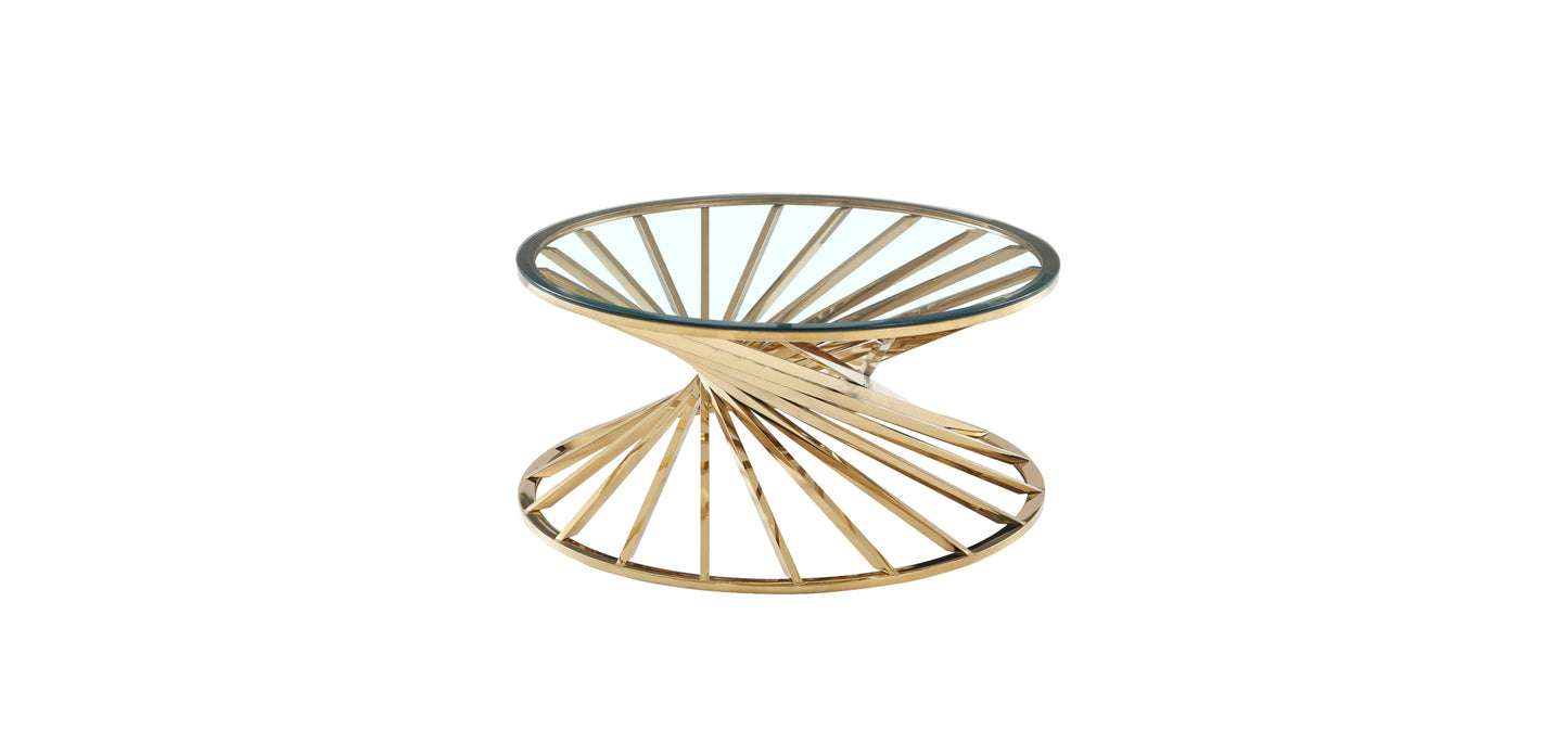 Table Basse Nautilus – Pieds Gold & Plateau Transparent