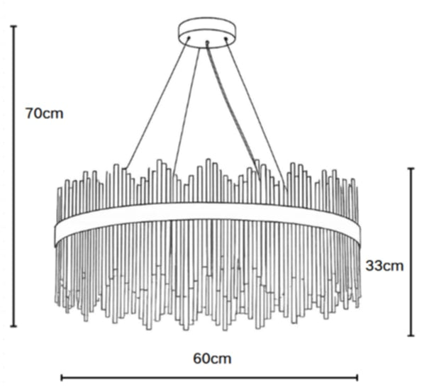 Lustre Aurore en verre avec cadre rond et câbles réglables 70x60x33 cm – Design moderne et raffiné