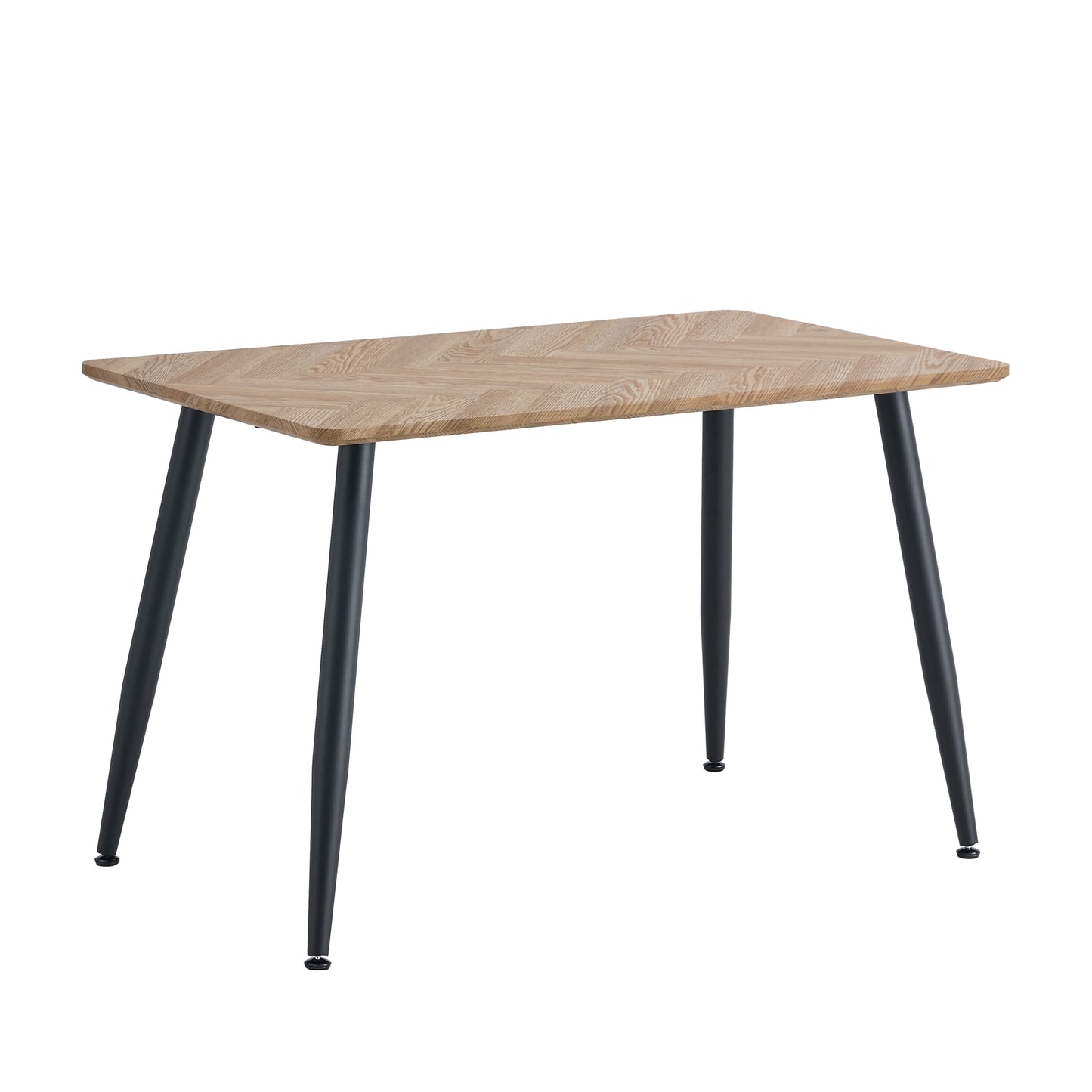 Table repas Ammo – Pieds métal noir et plateau style point de Hongrie 120x70x75 cm