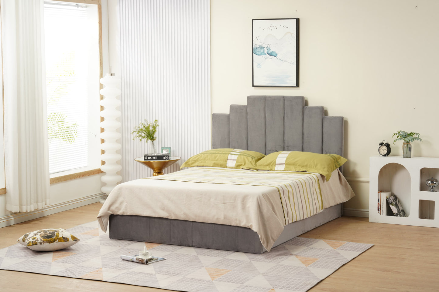 Cadre de lit Piano 160x200 cm en velours – design élégant, vendu sans sommier