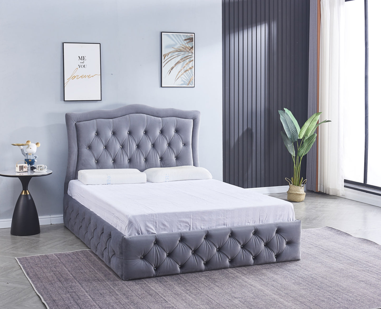 Cadre de lit Trend 160x200 cm en velours élégant – vendu sans sommier