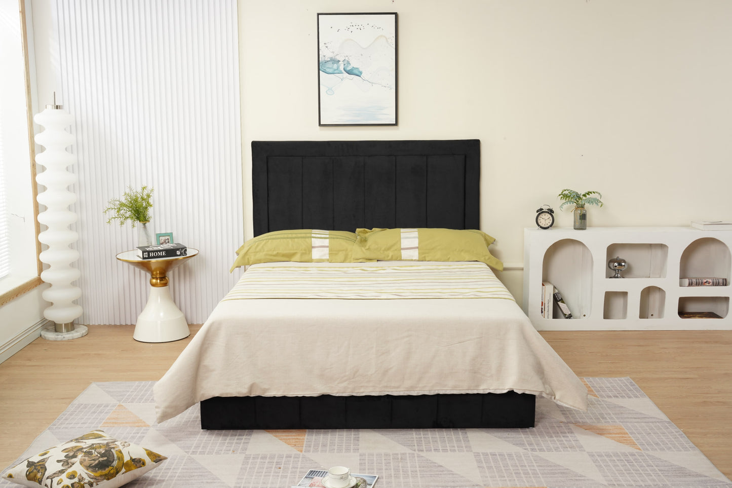 Cadre de lit Polo 140x190 cm en velours élégant – vendu sans sommier