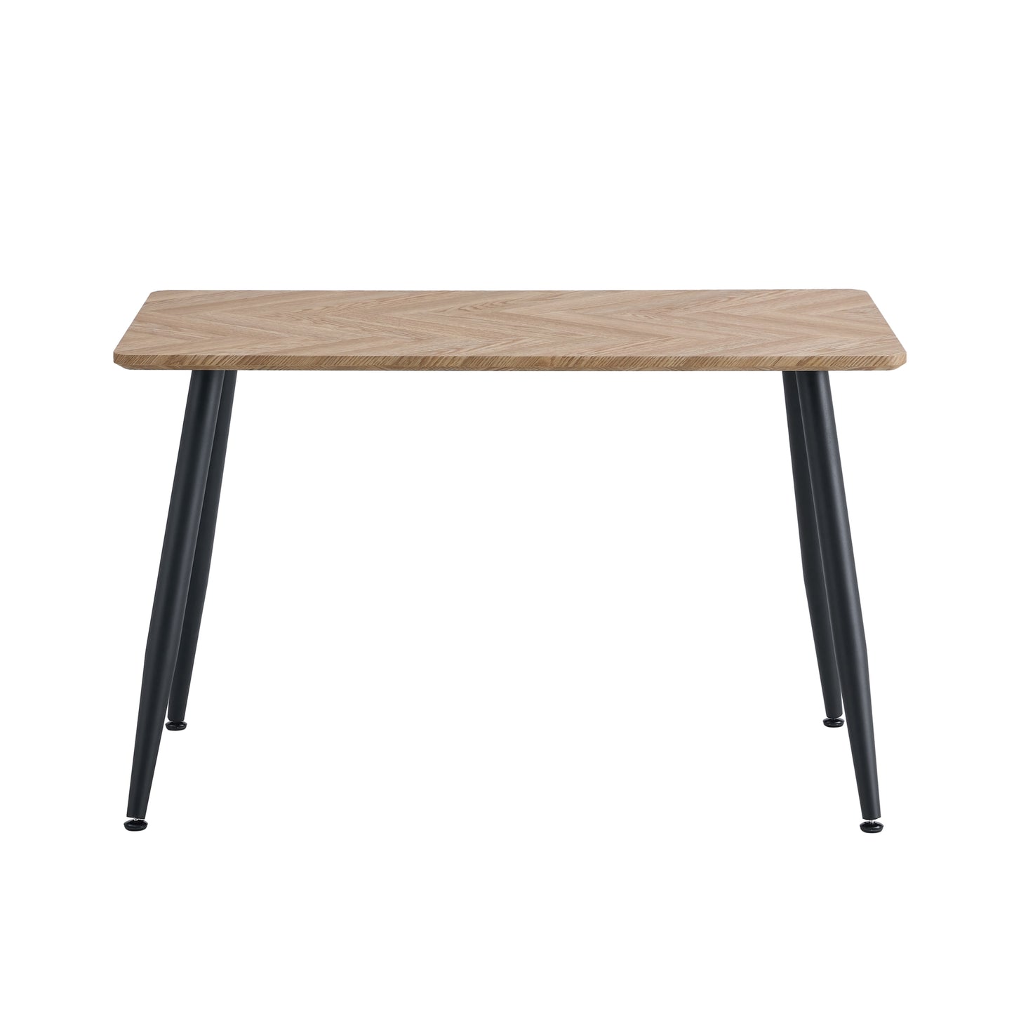 Table repas Ammo – Pieds métal noir et plateau style point de Hongrie 120x70x75 cm