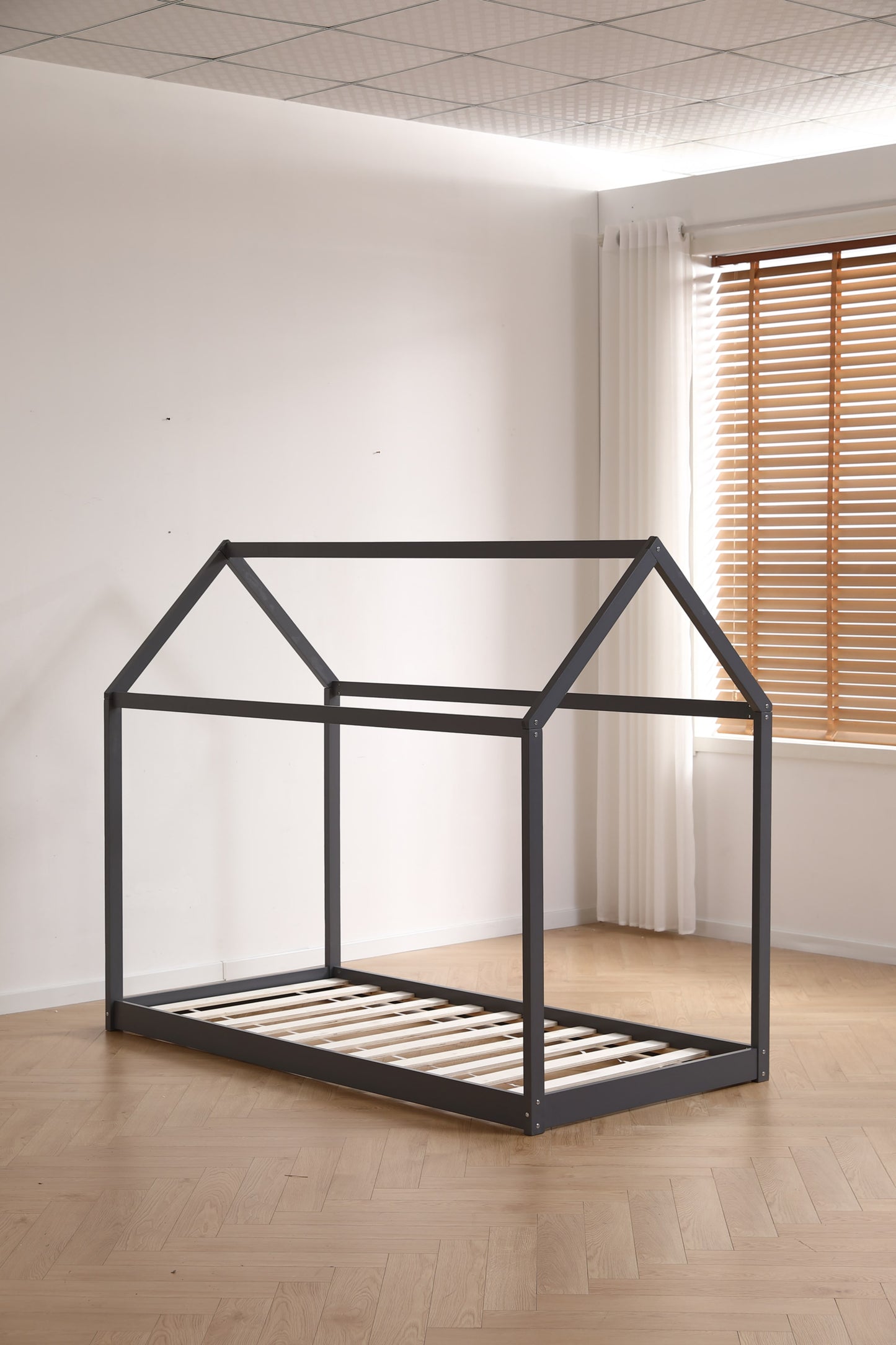 Lit enfant « Robinson Cabane » – Gris – 90x190 cm