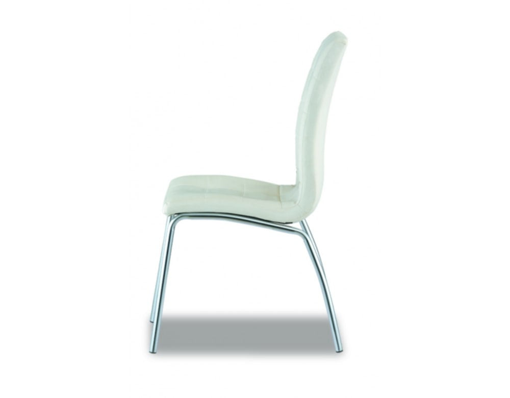 Chaise Emma en Similicuir Blanc avec Pieds Métal