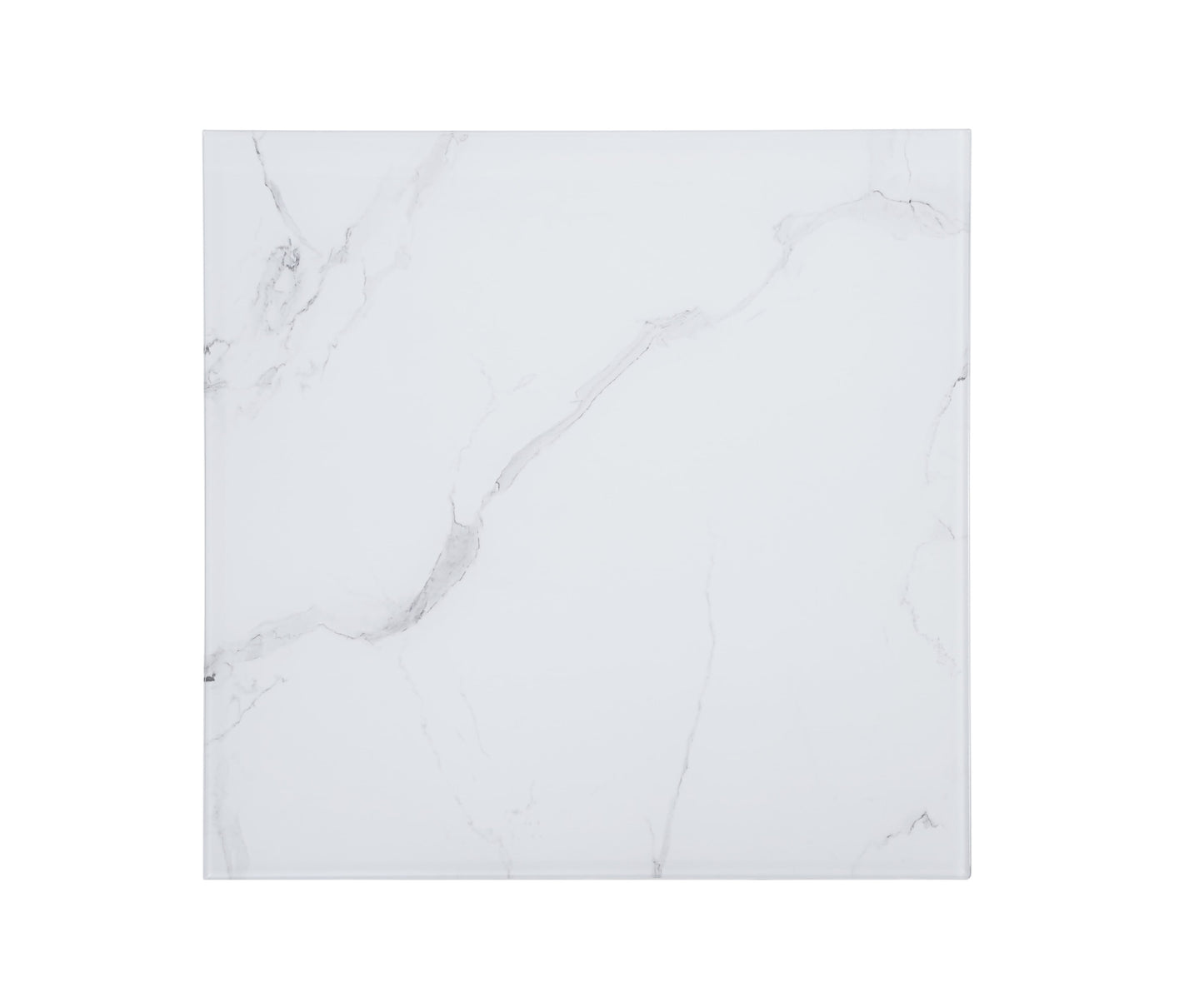 Table Basse Alina – Gold & Verre Marbre Blanc 80x80x45 cm
