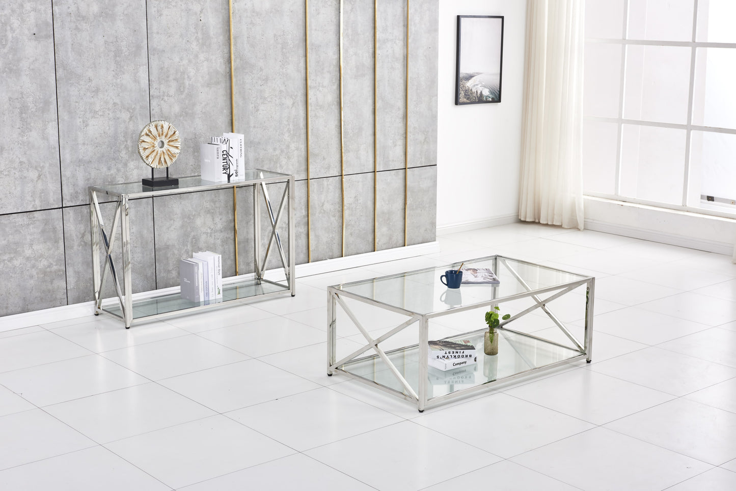 Console Kensy en Chrome – 120x40x78 cm