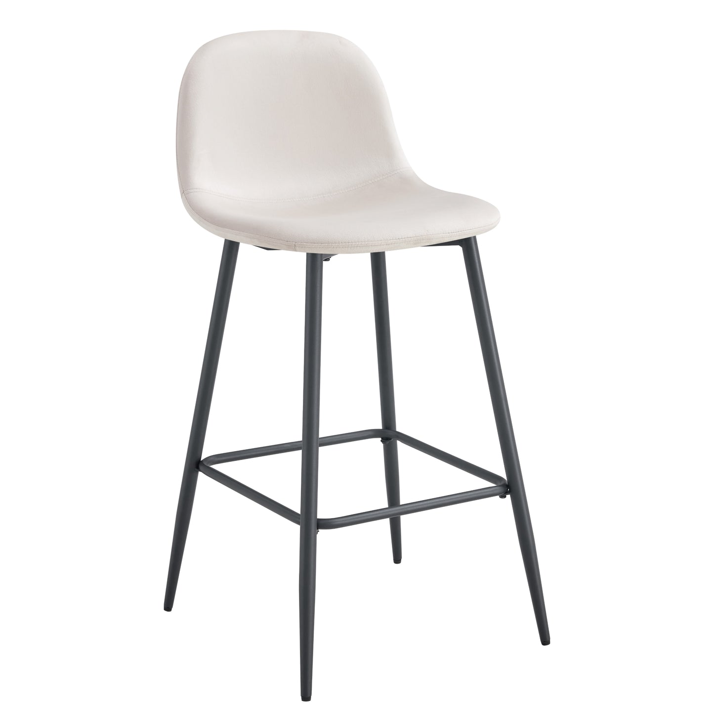 Tabouret de Bar Scandinave en Velours avec Pieds en Métal Noir – Élégance Moderne
