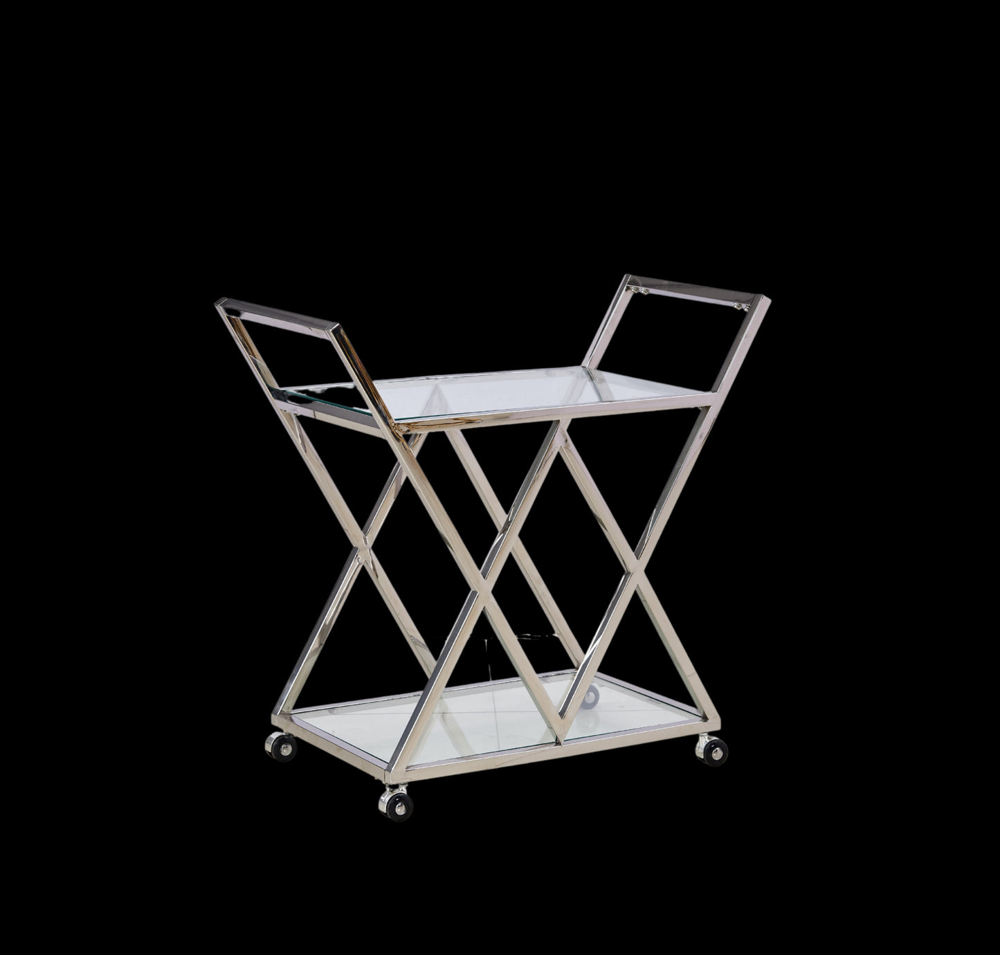 Chariot Triangle en Chrome et Verre Transparent – Pratique et Design
