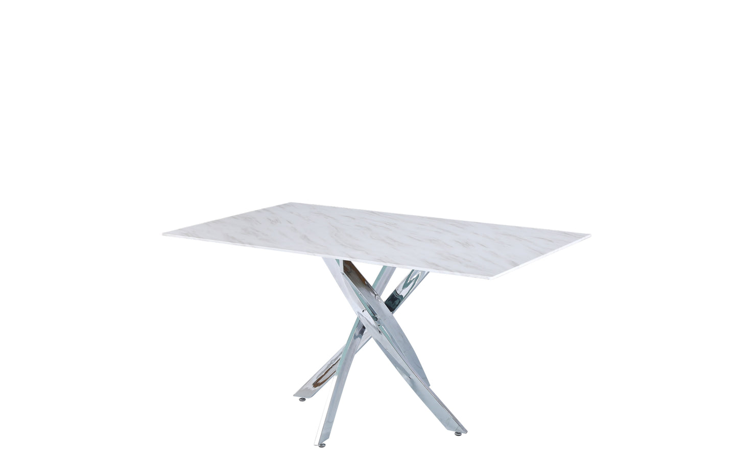 Table repas Vendôme – Plateau effet marbre avec 4 chaises – 100x100x75 cm