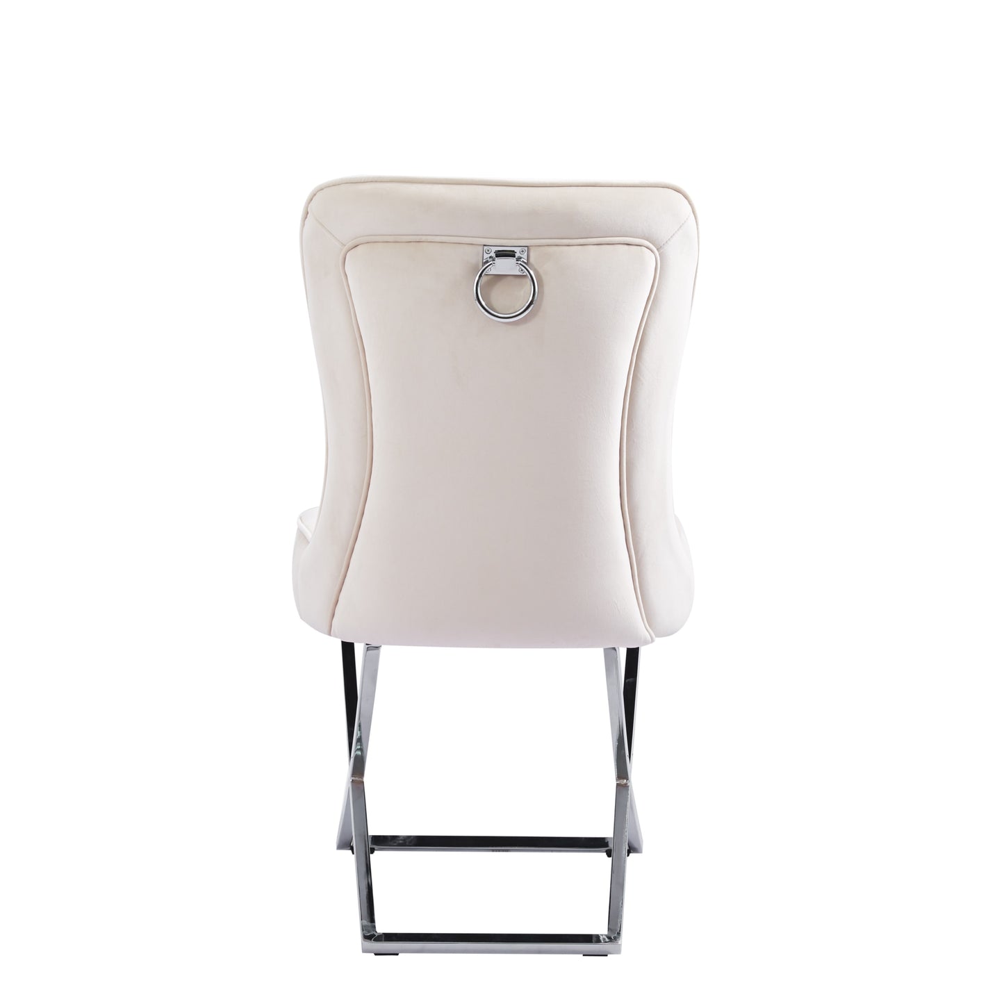 Chaise Joséphine en Tissu Beige avec Pieds Chromés – Élégance Moderne