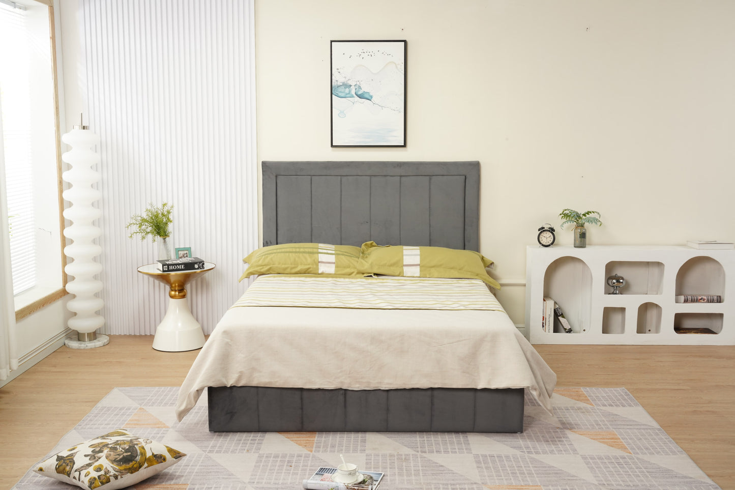 Cadre de lit Polo 140x190 cm en velours élégant – vendu sans sommier