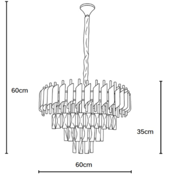 Lustre Lunis en cristal avec câbles réglables 60x60x35 cm – Élégance et luminosité