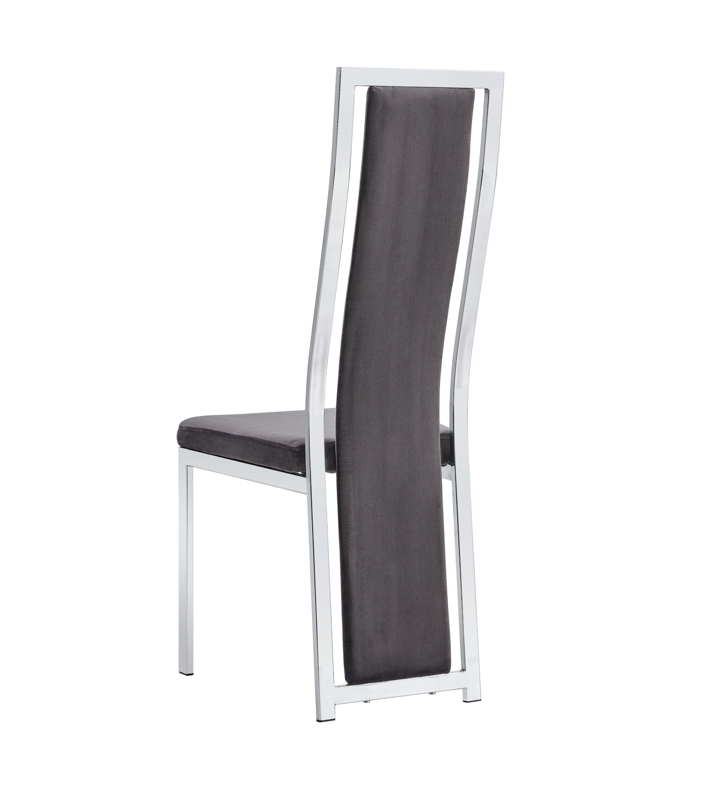Chaise Dana en Velours Gris avec Pieds Chromés – Élégance et Modernité