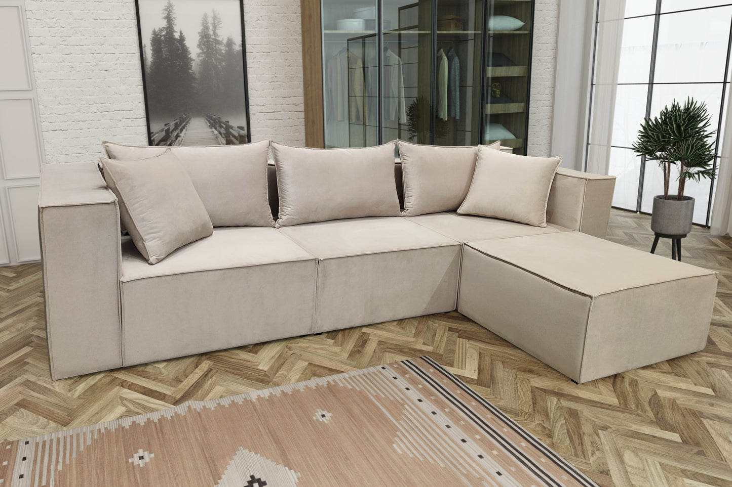 Canapé Modulo 3+1 – Angle universel modulable 305 x 192 cm