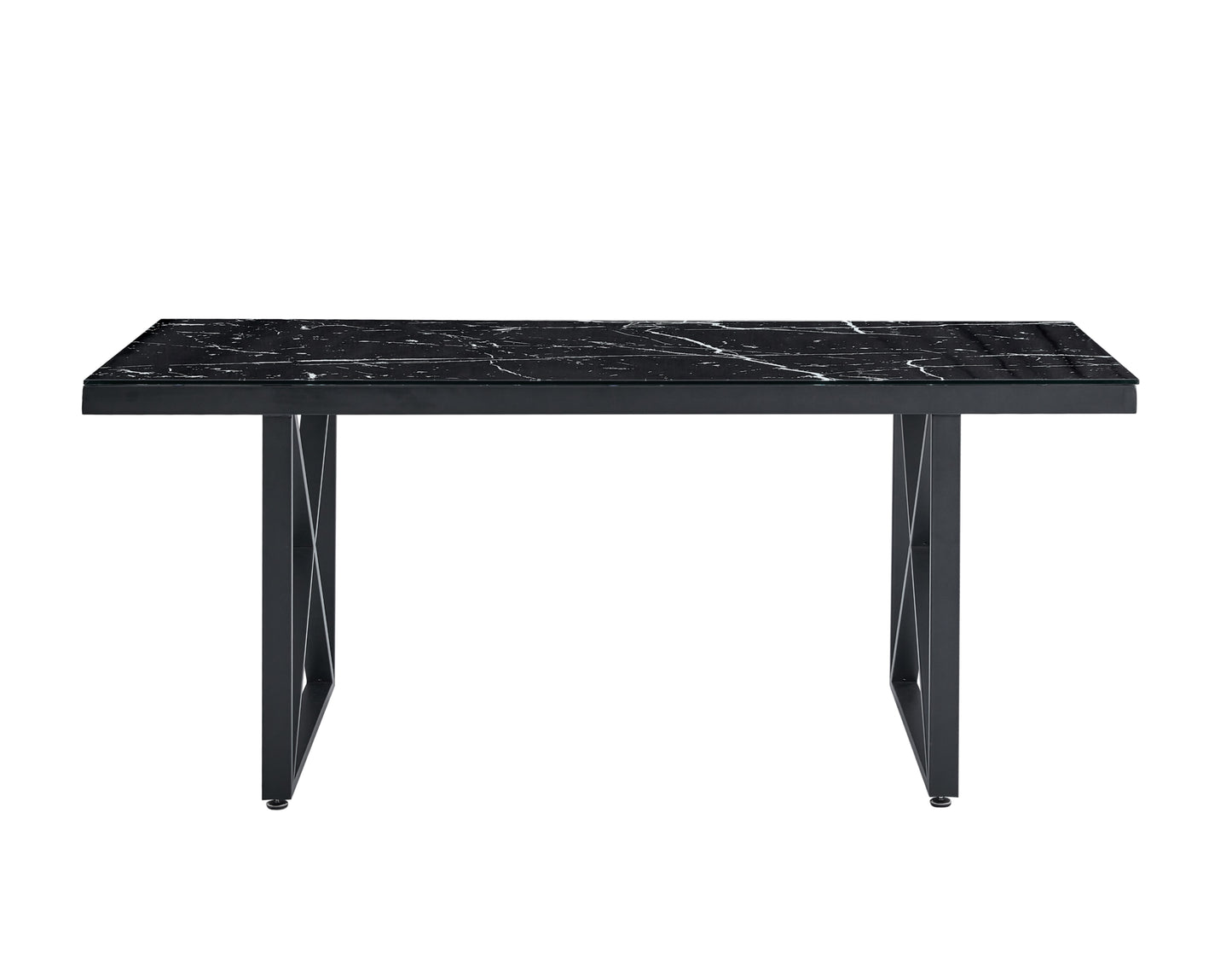 Table repas Levanto – Pieds métal noir et plateau 180x90x75 cm