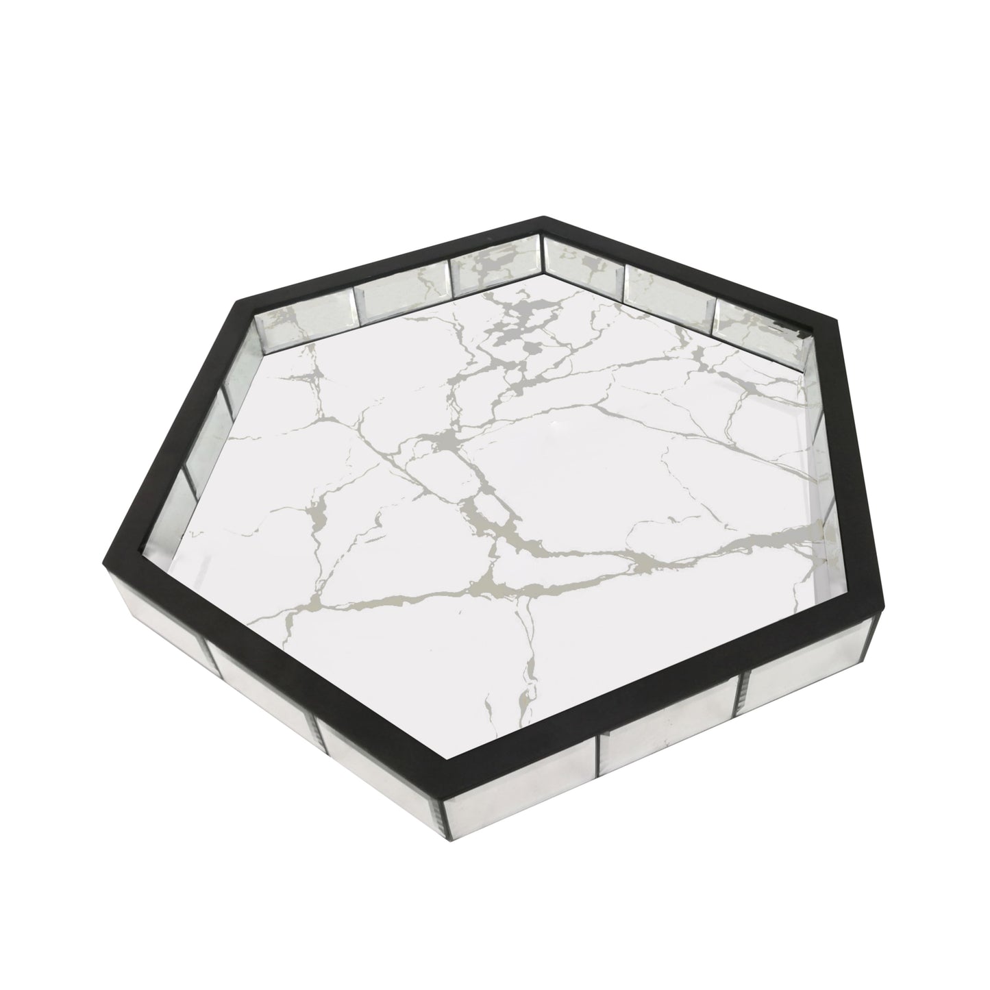 Plateau en Marbre et Miroir – Élégance et Raffinement