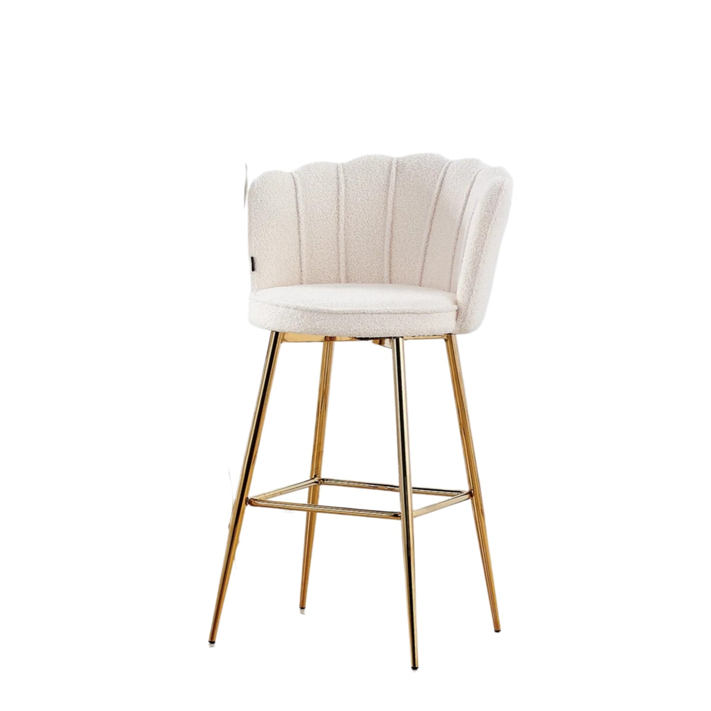 Tabouret de Bar Nymphea en Tissu Doudou avec Pieds Dorés – Hauteur 65 cm
