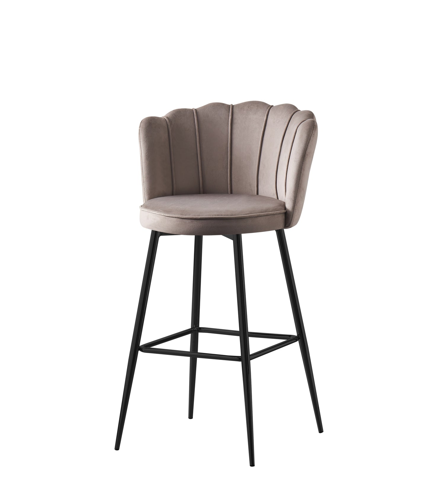 Tabouret de Bar Nymphea en Velours avec Pieds en Métal Noir – Hauteur 65 cm