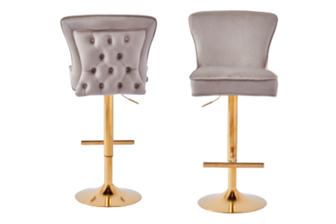 Tabouret de Bar Gabrielle avec Pieds Dorés – Chic et Confortable