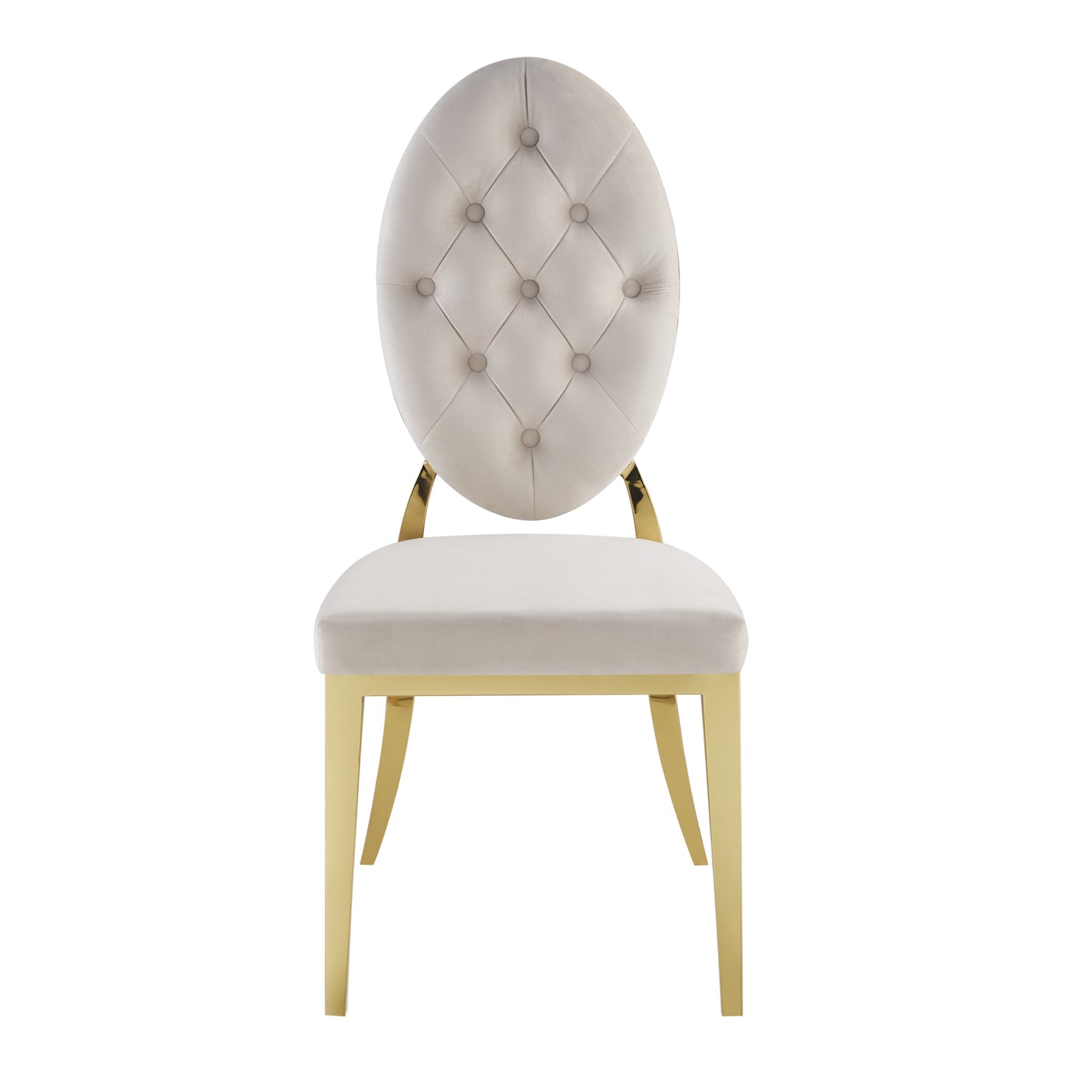 Chaise Médaillon Capitonnée en Velours avec Pieds Dorés